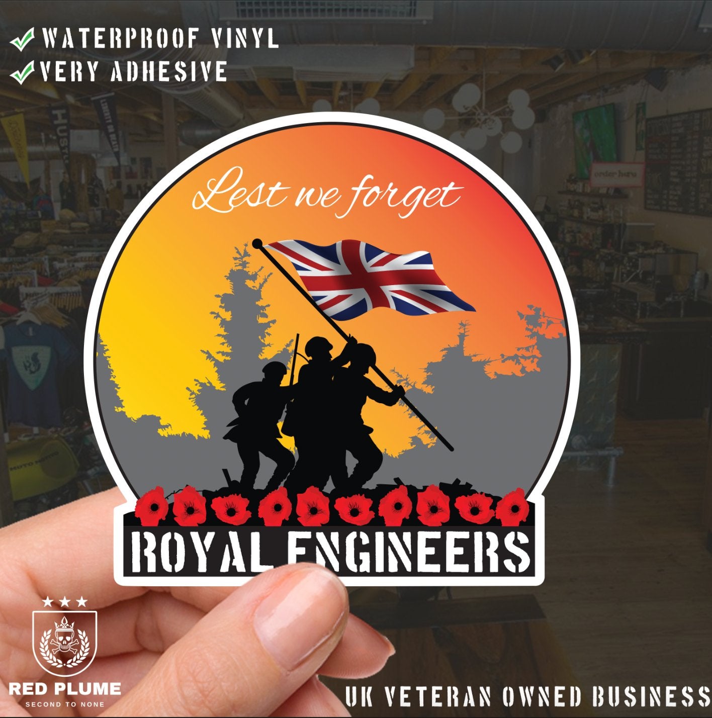 Royal Engineers CR Style - 6 Best-Selling Waterproof Stickers bundle redplume