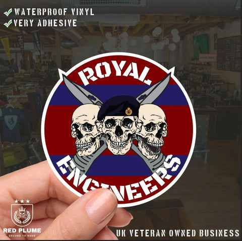 Royal Engineers ER Style - 6 Best-Selling Waterproof Stickers bundle - Red Plume