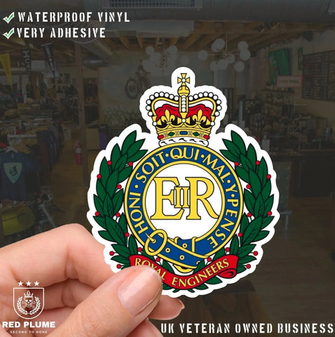 Royal Engineers ER Style - 6 Best-Selling Waterproof Stickers bundle - Red Plume