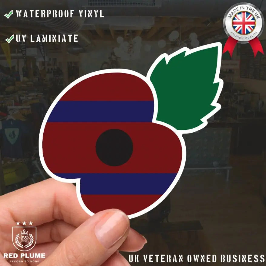 Royal Engineers Poppy Car Decal - UV Laminated Waterproof Vinyl - 10cm redplume