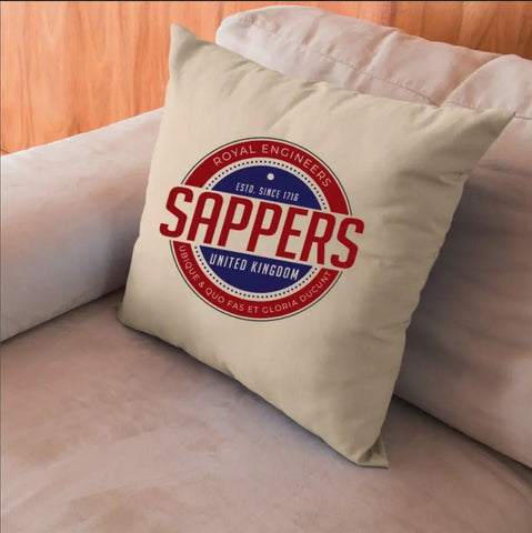 Royal Engineers 'Sapper' Retro Cushion Cover - Ideal Stocking Filler - Red Plume