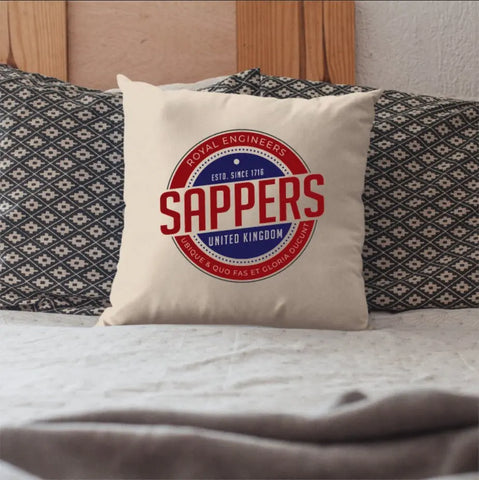 Royal Engineers 'Sapper' Retro Cushion Cover - Ideal Stocking Filler - Red Plume