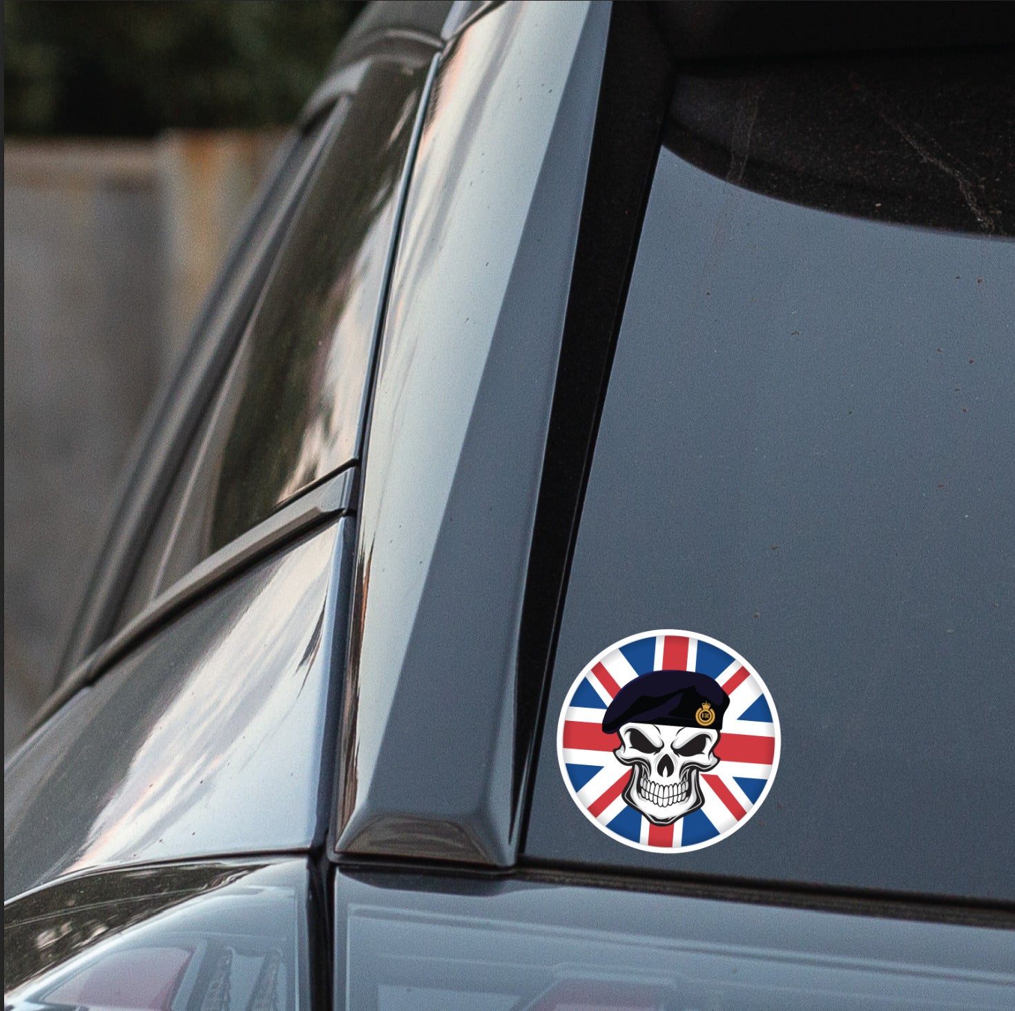 Royal Engineers Skull with Beret UJ Vinyl Sticker - 10cm redplume
