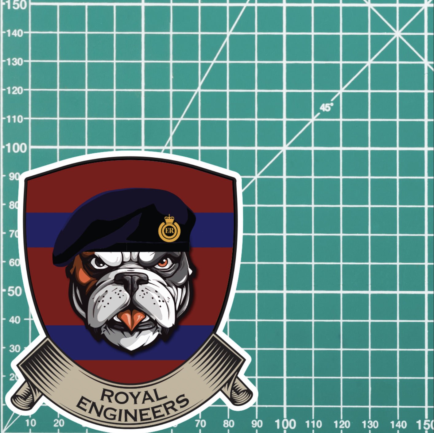 Royal Engineers TRF British Bulldog Vinyl Sticker - 10cm redplume