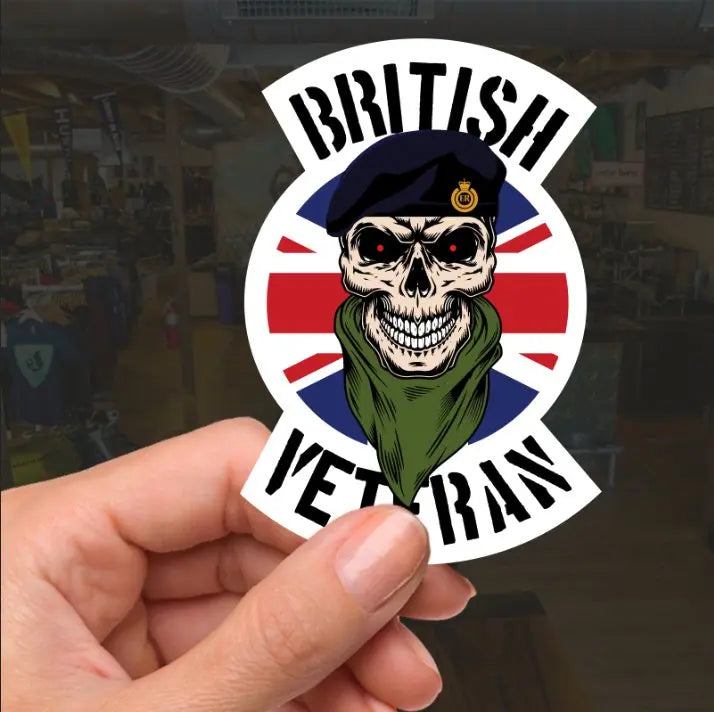 Royal Engineers Veteran Waterproof Vinyl Decal/Sticker Skull and Union Jack redplume