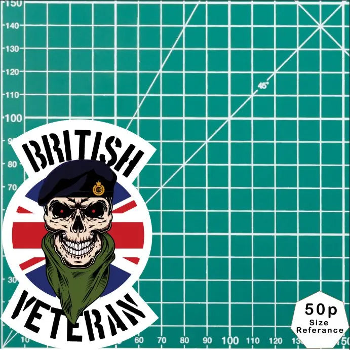 Royal Engineers Veteran Waterproof Vinyl Decal/Sticker Skull and Union Jack redplume