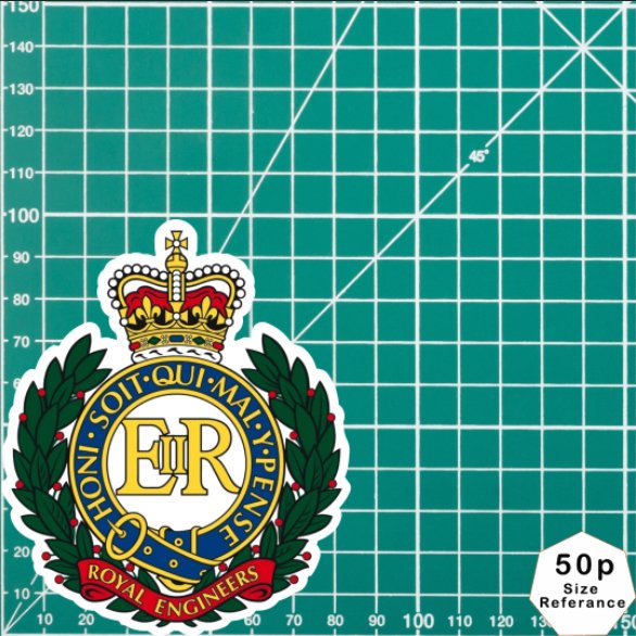 Royal Engineers Waterproof Vinyl Stickers old badge - Official MoD Reseller redplume