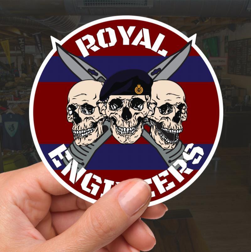 Royal Engineers Waterproof Vinyl Stickers Three Skull Design redplume