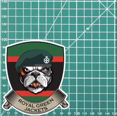 Royal Green Jackets TRF British Bulldog Vinyl Sticker - 10cm redplume