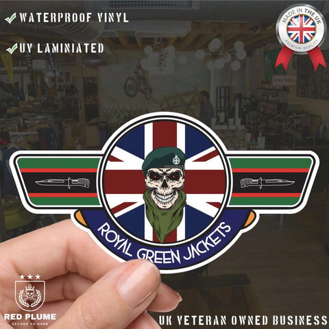 Royal Green Jackets UV Laminated Vinyl Sticker - Wings - Red Plume
