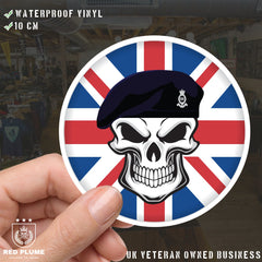 Royal Horse Artillery Skull with Beret UJ Vinyl Sticker - 10cm redplume