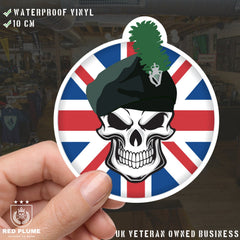 Royal Irish Regiment Skull with Beret UJ Vinyl Sticker - 10cm redplume