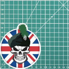 Royal Irish Regiment Skull with Beret UJ Vinyl Sticker - 10cm redplume