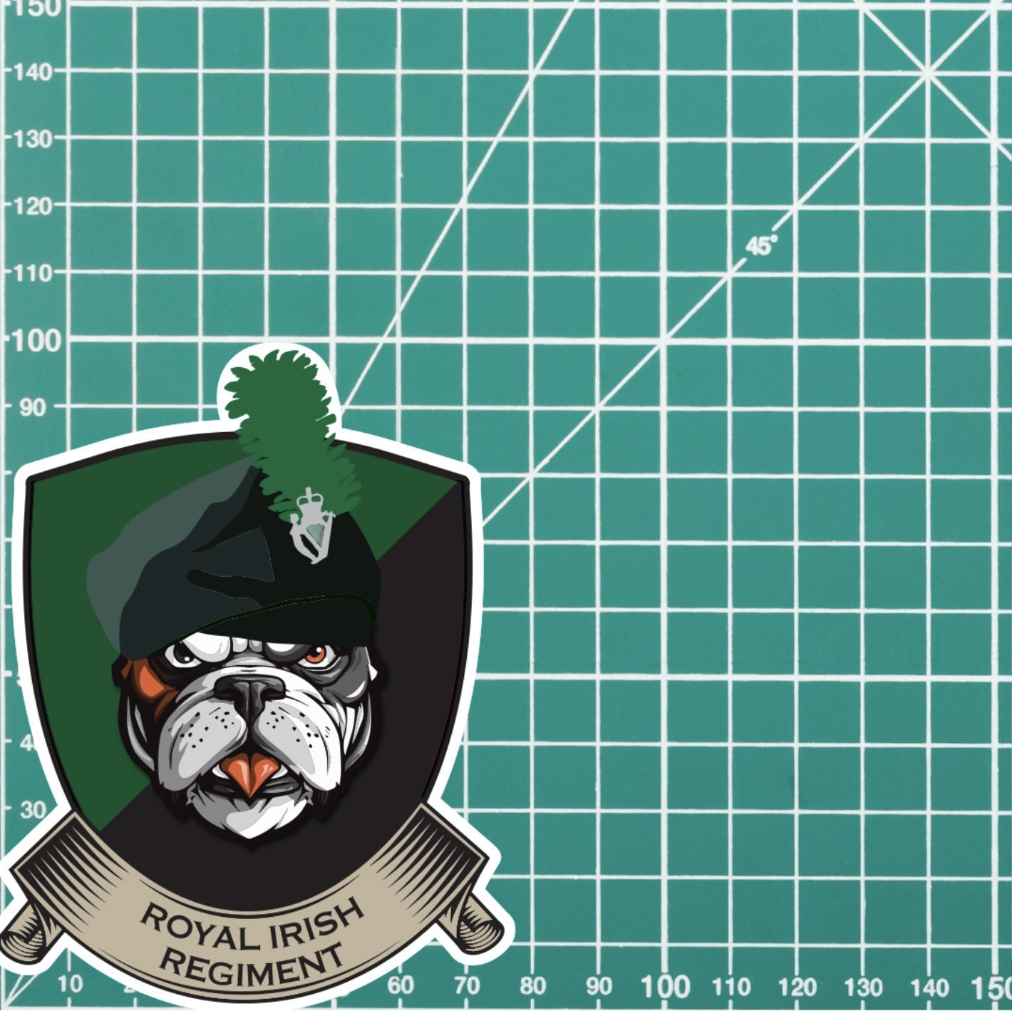 Royal Irish Regiment TRF British Bulldog Vinyl Sticker - 10cm redplume