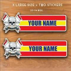 Royal Lancers Waterproof Vinyl Name Stickers - Personalised - Red Plume