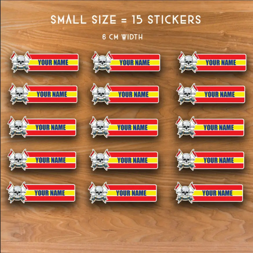 Royal Lancers Waterproof Vinyl Name Stickers - Personalised - Red Plume