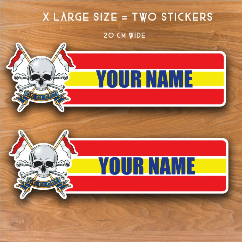 Royal Lancers Waterproof Vinyl Name Stickers - Personalised redplume