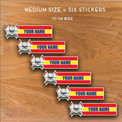 Royal Lancers Waterproof Vinyl Name Stickers - Personalised - Red Plume