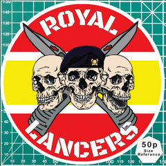Royal Lancers Waterproof Vinyl Stickers Three Skull Design redplume
