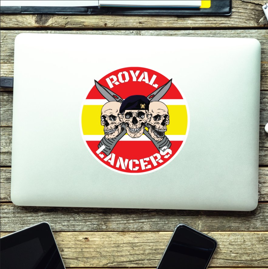 Royal Lancers Waterproof Vinyl Stickers Three Skull Design redplume