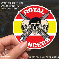 Royal Lancers Waterproof Vinyl Stickers Three Skull Design redplume