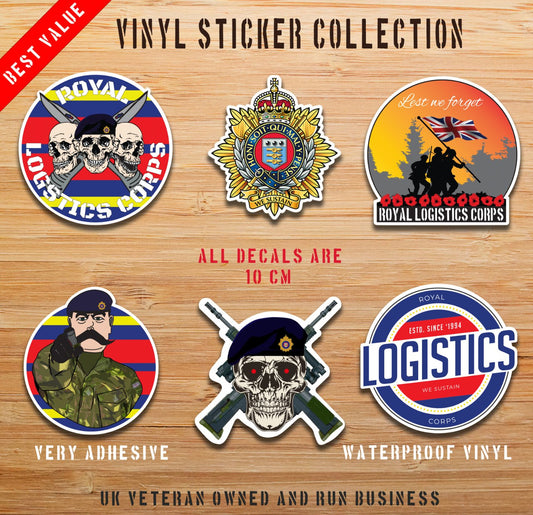 Royal Logistics Corps - 6 Best-Selling Waterproof Stickers bundle - Red Plume