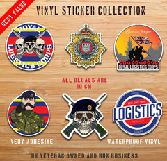 Royal Logistics Corps - 6 Best-Selling Waterproof Stickers bundle - Red Plume