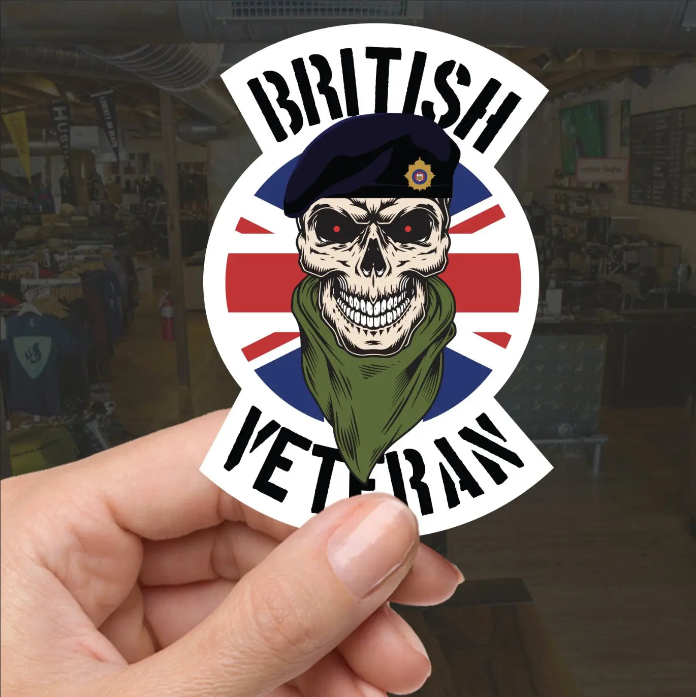 Royal Logistics Corps RLC Veteran Waterproof Vinyl Sticker Skull & Union Jack redplume