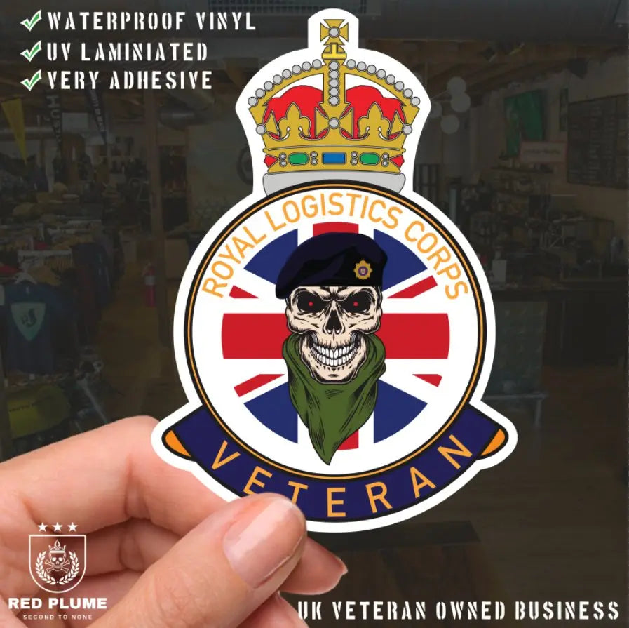Royal Logistics Corps Veteran UV Laminated Lord Kitchener & Beret Decal redplume