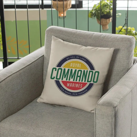 Royal Marine Commando Retro Cushion Cover - Ideal Stocking Filler redplume