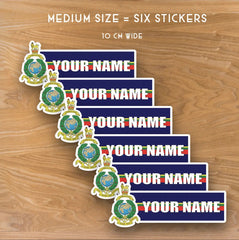 Royal Marine Commando Waterproof Vinyl Door Name Stickers - Personalised - Red Plume