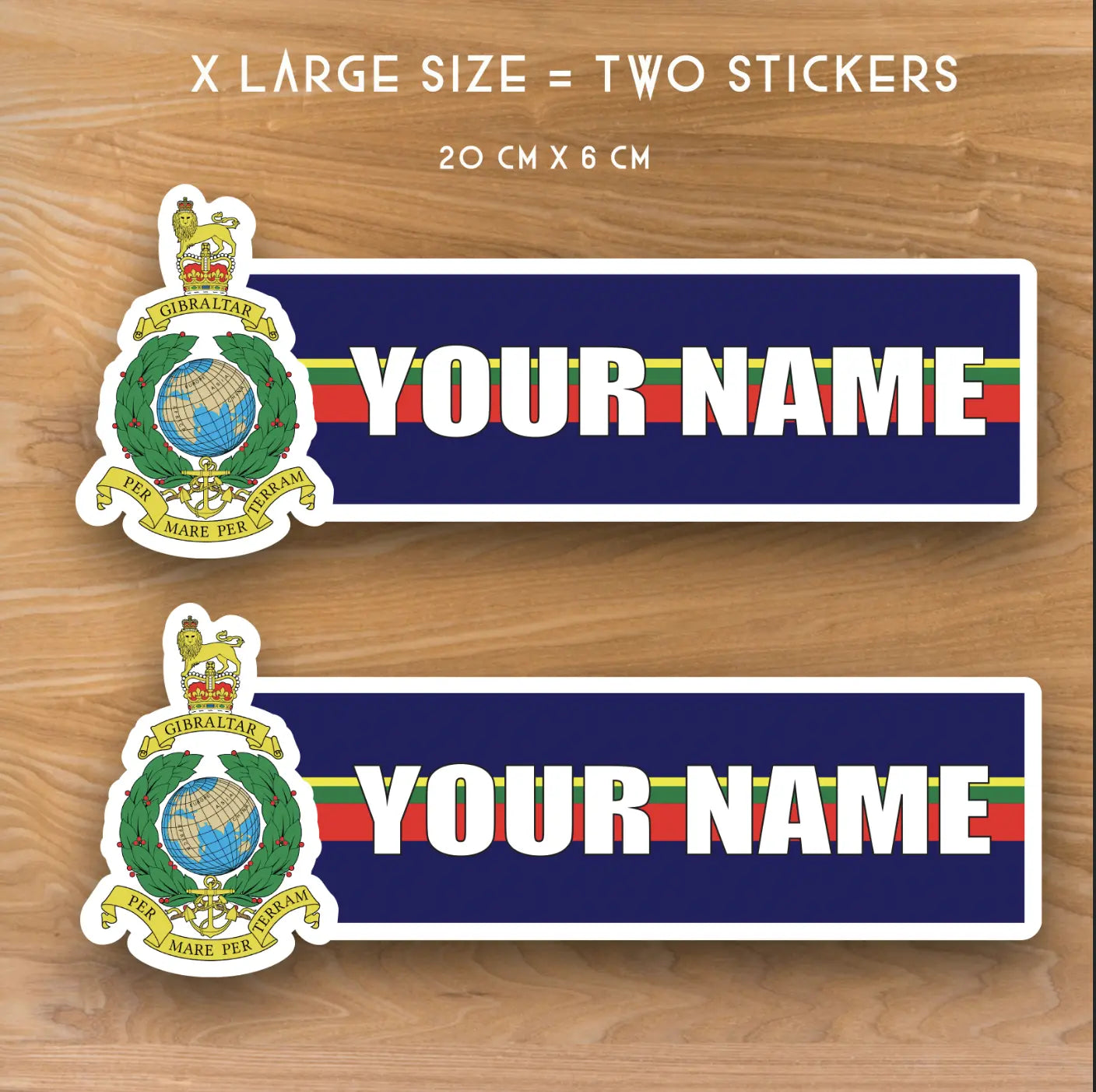 Royal Marine Commando Waterproof Vinyl Door Name Stickers - Personalised - Red Plume