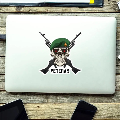 Royal Marines Crossed GPMG High-Quality Vinyl Sticker - 100mm - Red Plume