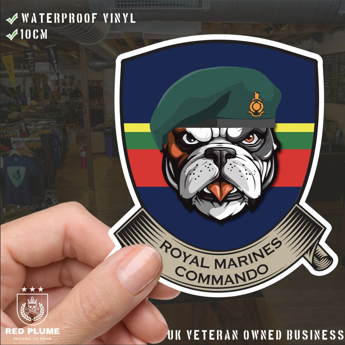Royal Marines TRF British Bulldog Vinyl Sticker - 10cm redplume