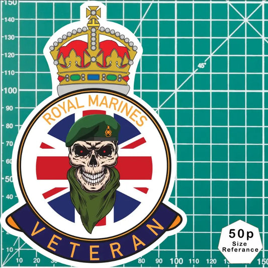 Royal Marines Veteran UV Laminated Lord Kitchener & Beret Decal redplume