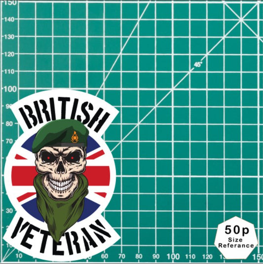 Royal Marines Veteran Waterproof Vinyl Decal/Sticker Skull and Union Jack redplume