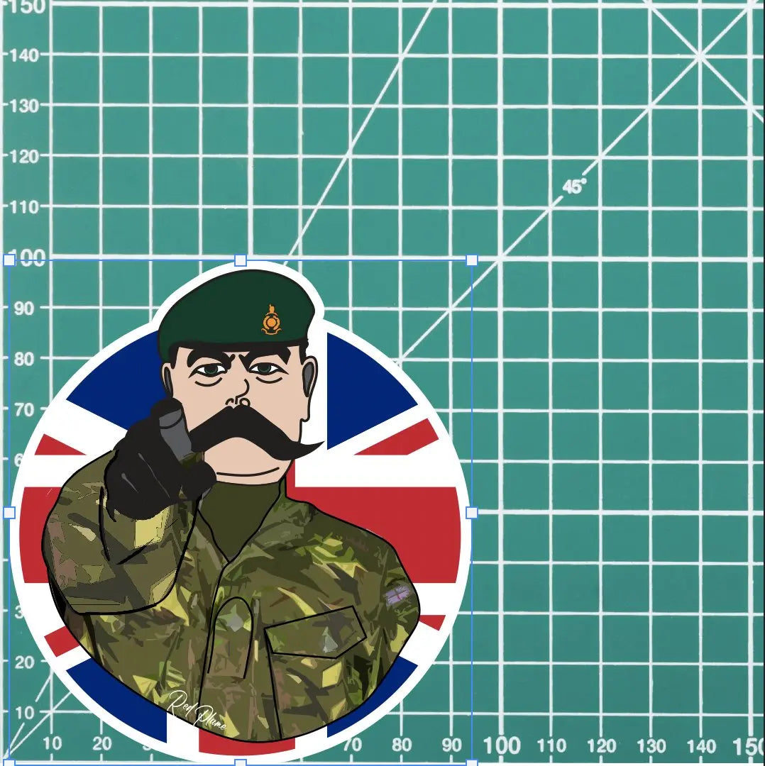 Royal Marines Vinyl Waterproof Sticker, Lord Kitchener Design redplume