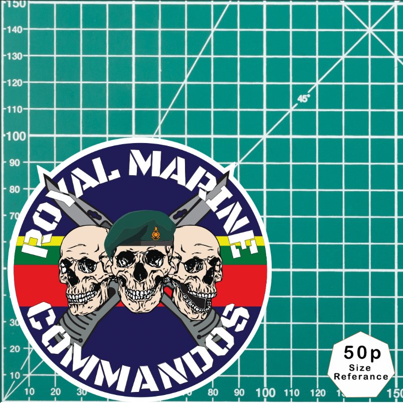 Royal Marines Waterproof Vinyl Stickers Three Skull Design redplume