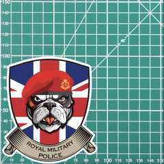 Royal Military Police British Bulldog and Union Jack Shield Vinyl Sticker - 10cm redplume
