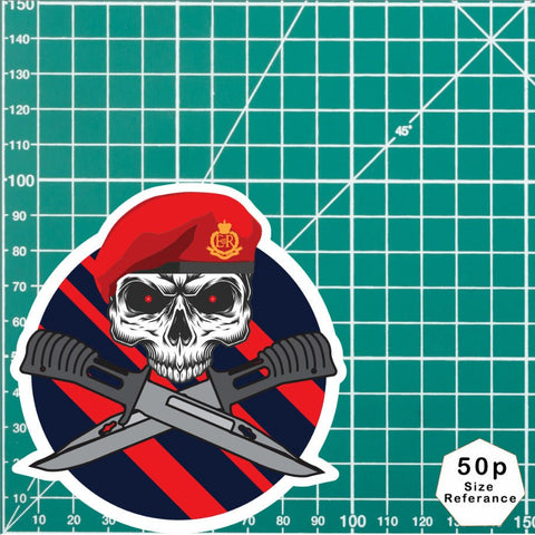 Royal Military Police Car Decal - Stylish Skull and Crossed Bayonets Design redplume