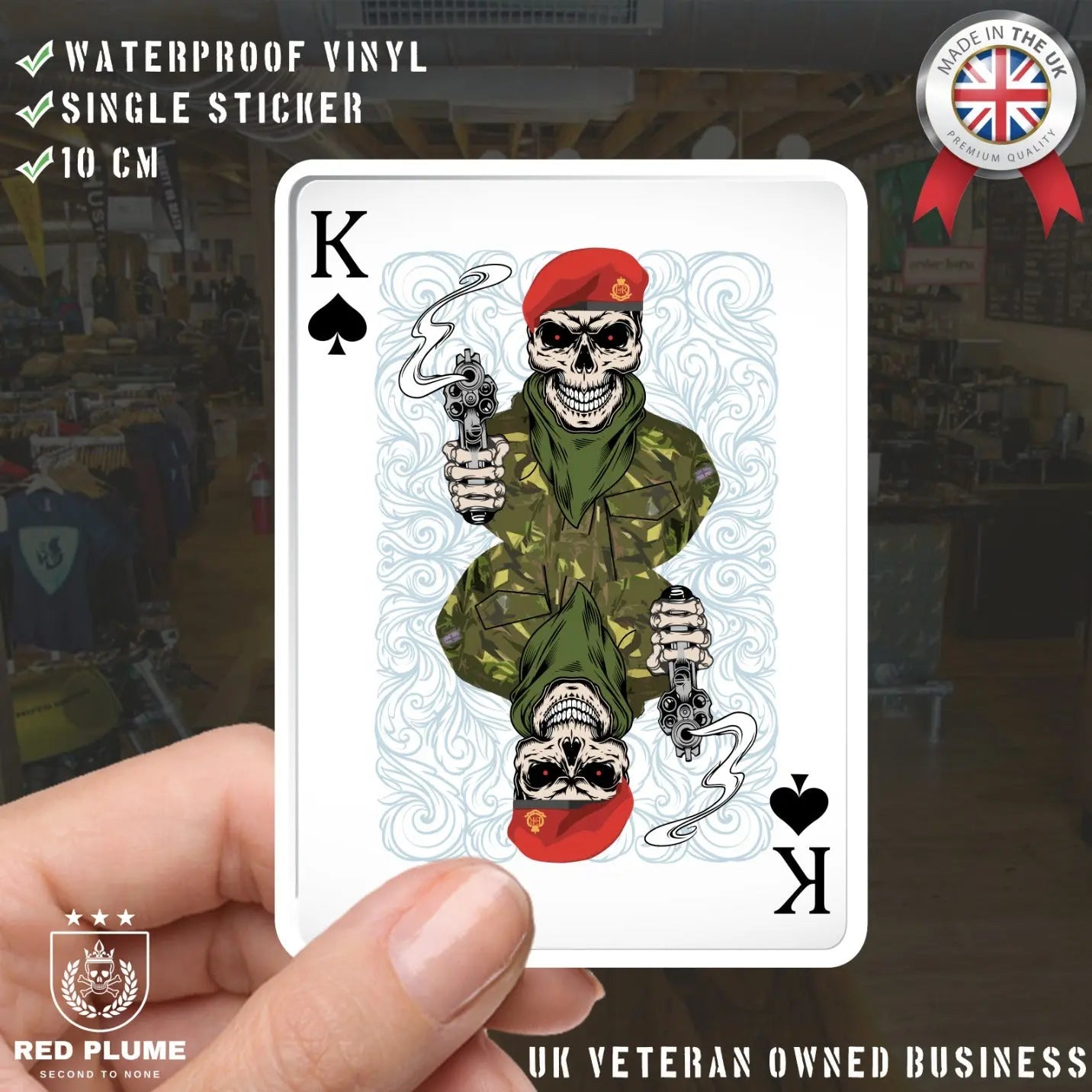 Royal Military Police RMP King of Spades Waterproof Vinyl Sticker/Decal 10cm redplume