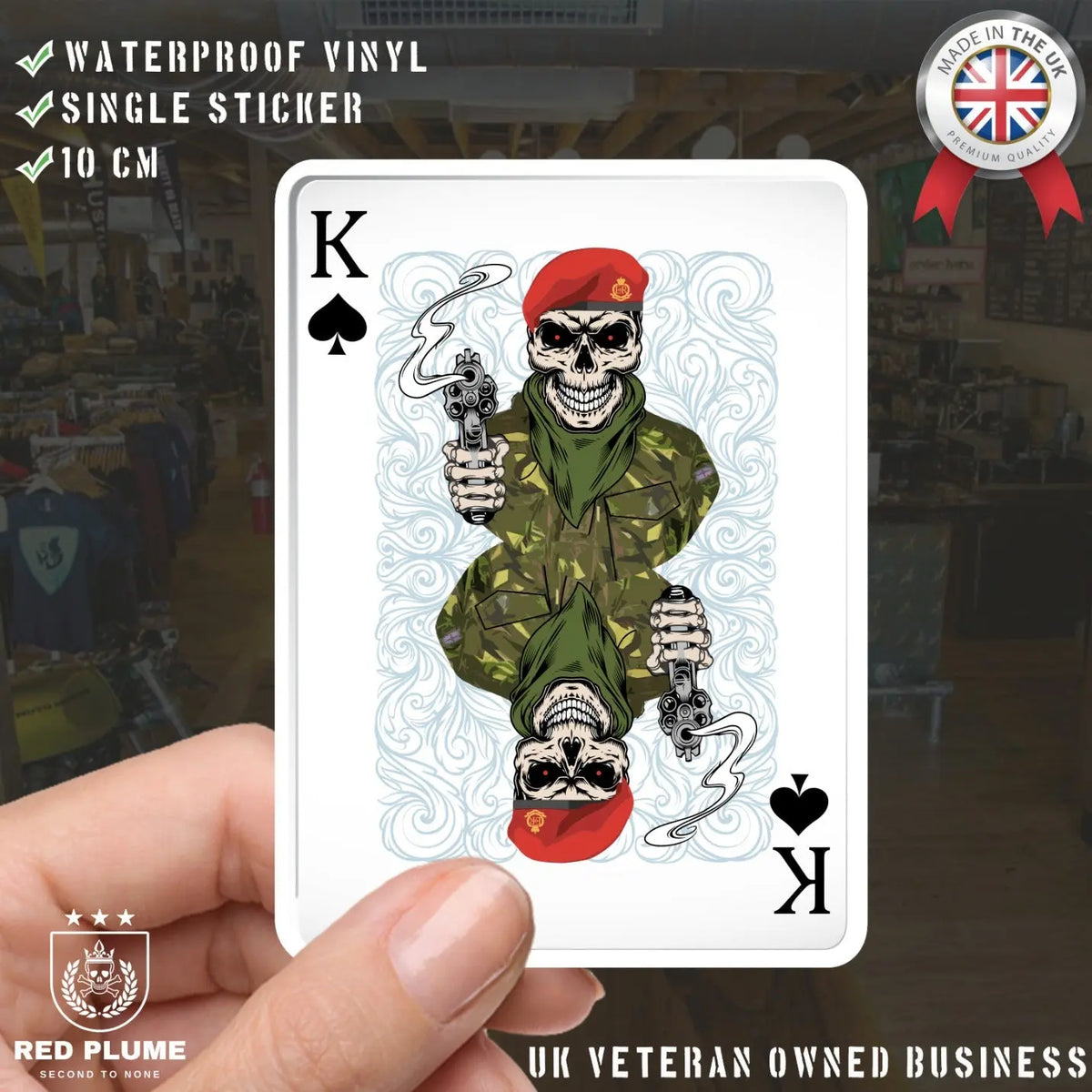 Royal Military Police RMP King of Spades Waterproof Vinyl Sticker/Decal 10cm redplume