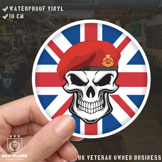 Royal Military Police RMP Skull with Beret UJ Vinyl Sticker - 10cm redplume