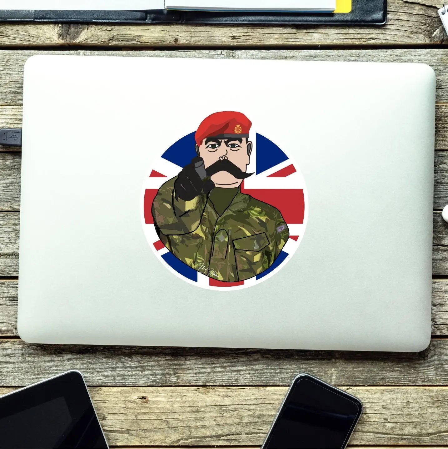 Royal Military Police RMP Vinyl Waterproof Sticker, Lord Kitchener Design redplume