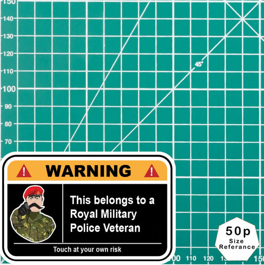 Royal Military Police Veteran Warning Funny Vinyl Sticker 100mm wide redplume