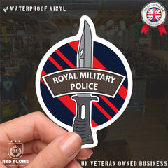 Royal Military Police Vinyl Decal, TRF Colours & Bayonet Design - 10cm redplume