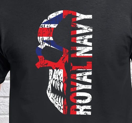 Royal Navy Ensign Distressed Skull T-Shirt Design redplume