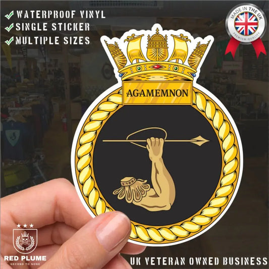Royal Navy HMS Agamemnon Waterproof Vinyl Sticker - Multiple Sizes redplume