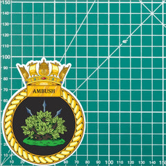 Royal Navy HMS Ambush Waterproof Vinyl Sticker - Multiple Sizes redplume