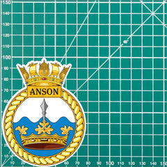 Royal Navy HMS Anson Waterproof Vinyl Sticker - Multiple Sizes redplume